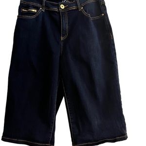 INC Denim Curvy Fit Womens Size 12 Cropped Wide Leg Jean Capris